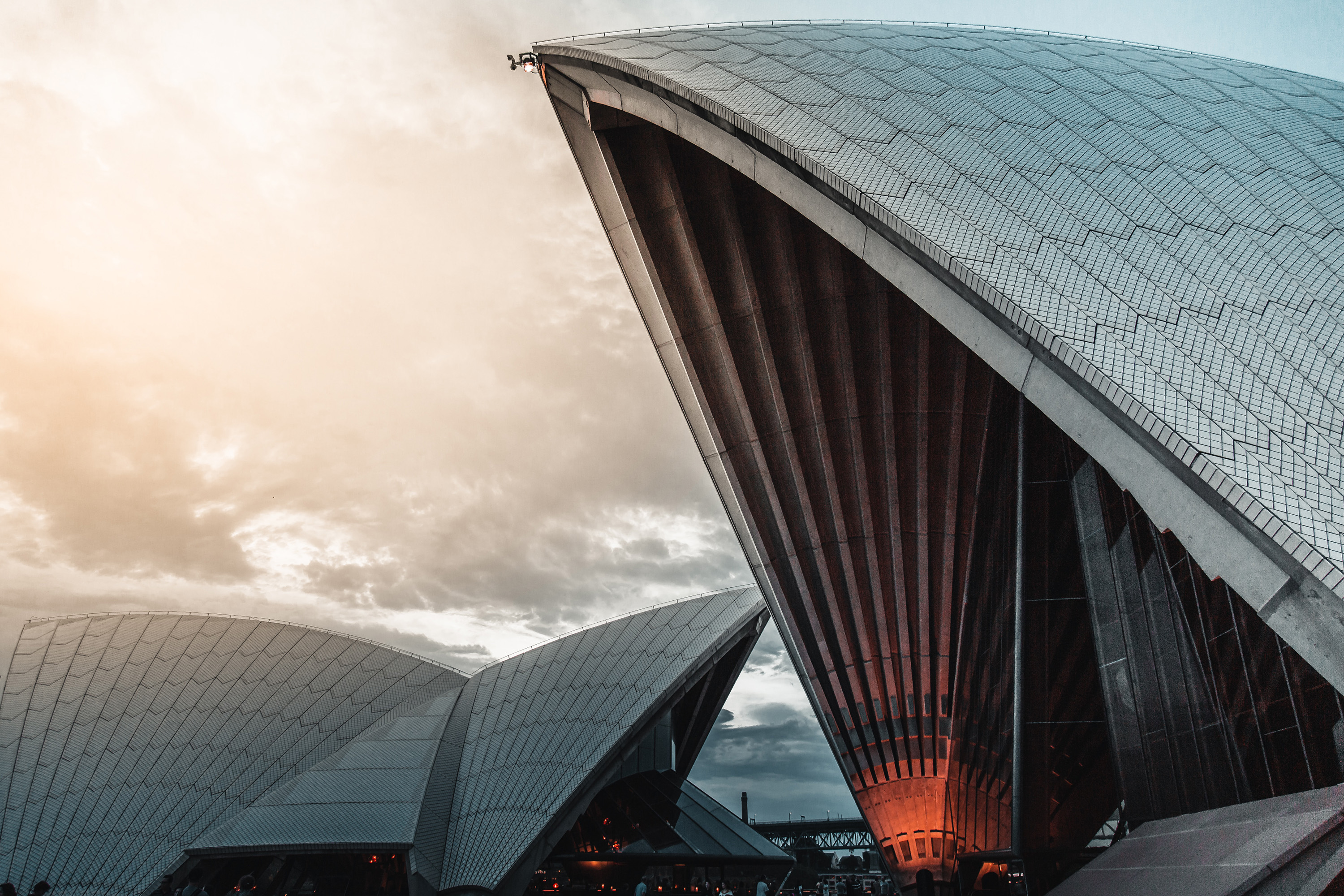 Sydney Opera House under white clouds